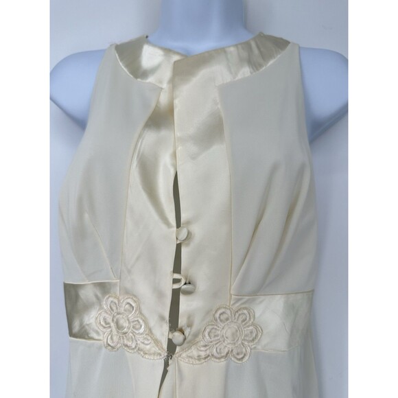 VTG 60 Artemis Nylon Chiffon Nightgown Dress Pearl Lace Bridgerton Small - Picture 3 of 10